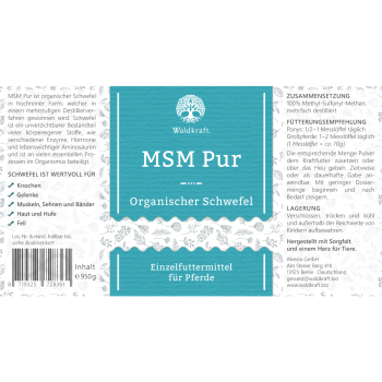 MSM Pur für Pferde – Organischer Schwefel – 950g