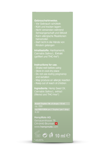 HEMPMATE CBD Öl 15% Sport THC-frei 10ml
